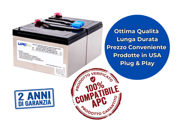 Batteria di ricambio per UPS APC Smart UPS 700/1000/1500 & UPS APC Back UPS Pro 1000 – sostituisce APC RBC6
