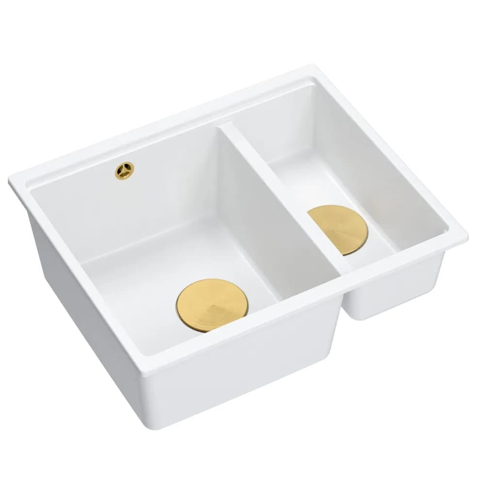 Lavello In Granito Logan 150 White Tappo acciaio
