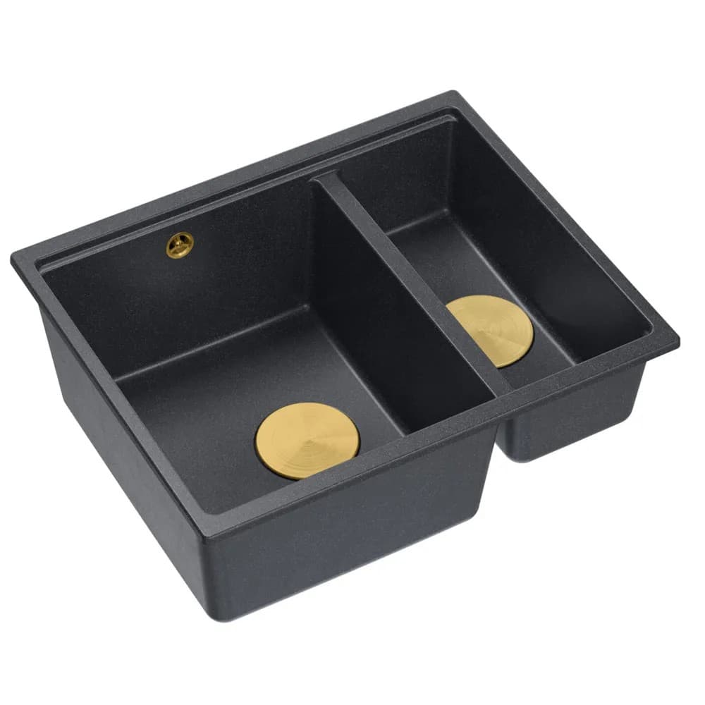 Lavello In Granito Logan 150 Black Metallic Tappo acciaio