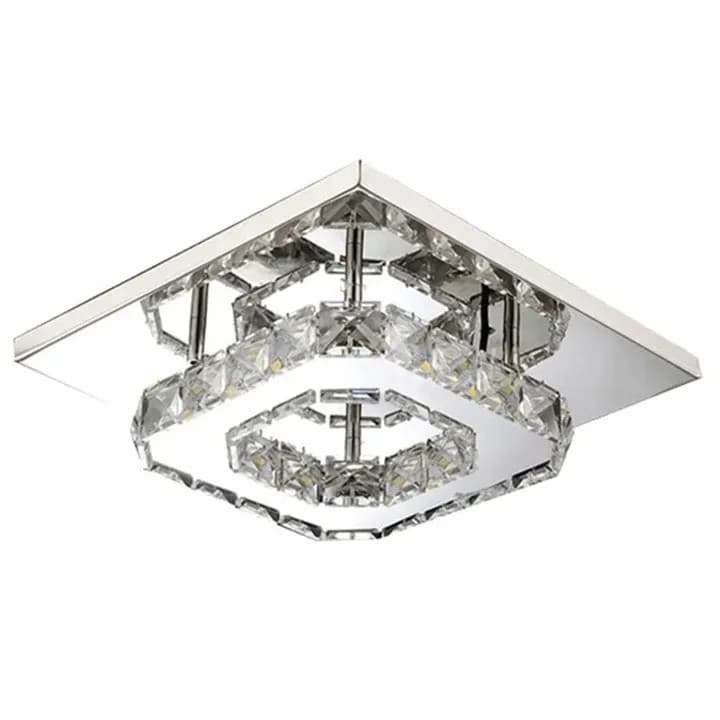 Lampada Da Soffitto Cristallo Plafoniere Led 8w Quadrato App406-c