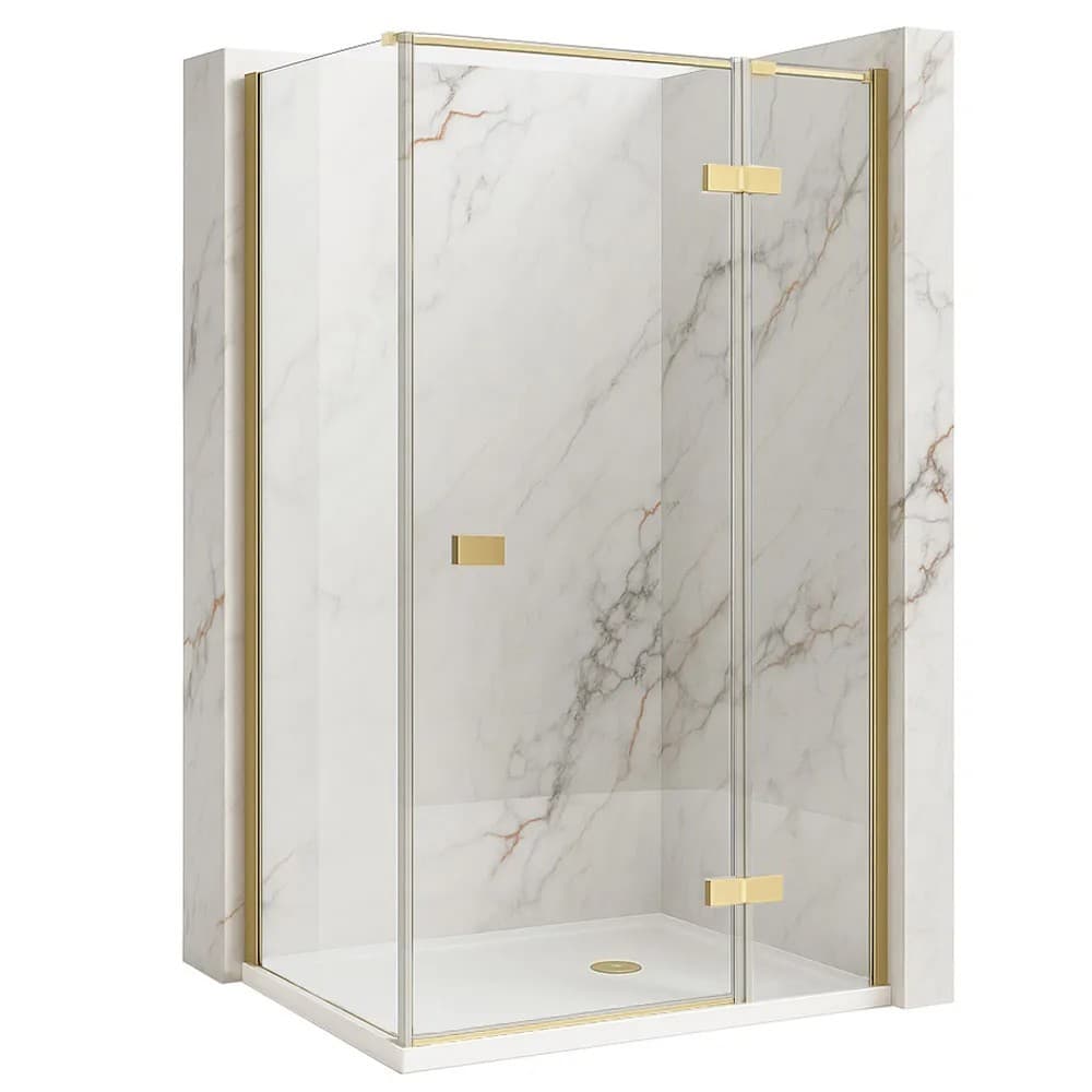 Cabina Doccia Rea Atlas 100x100 Brush Gold sinistra