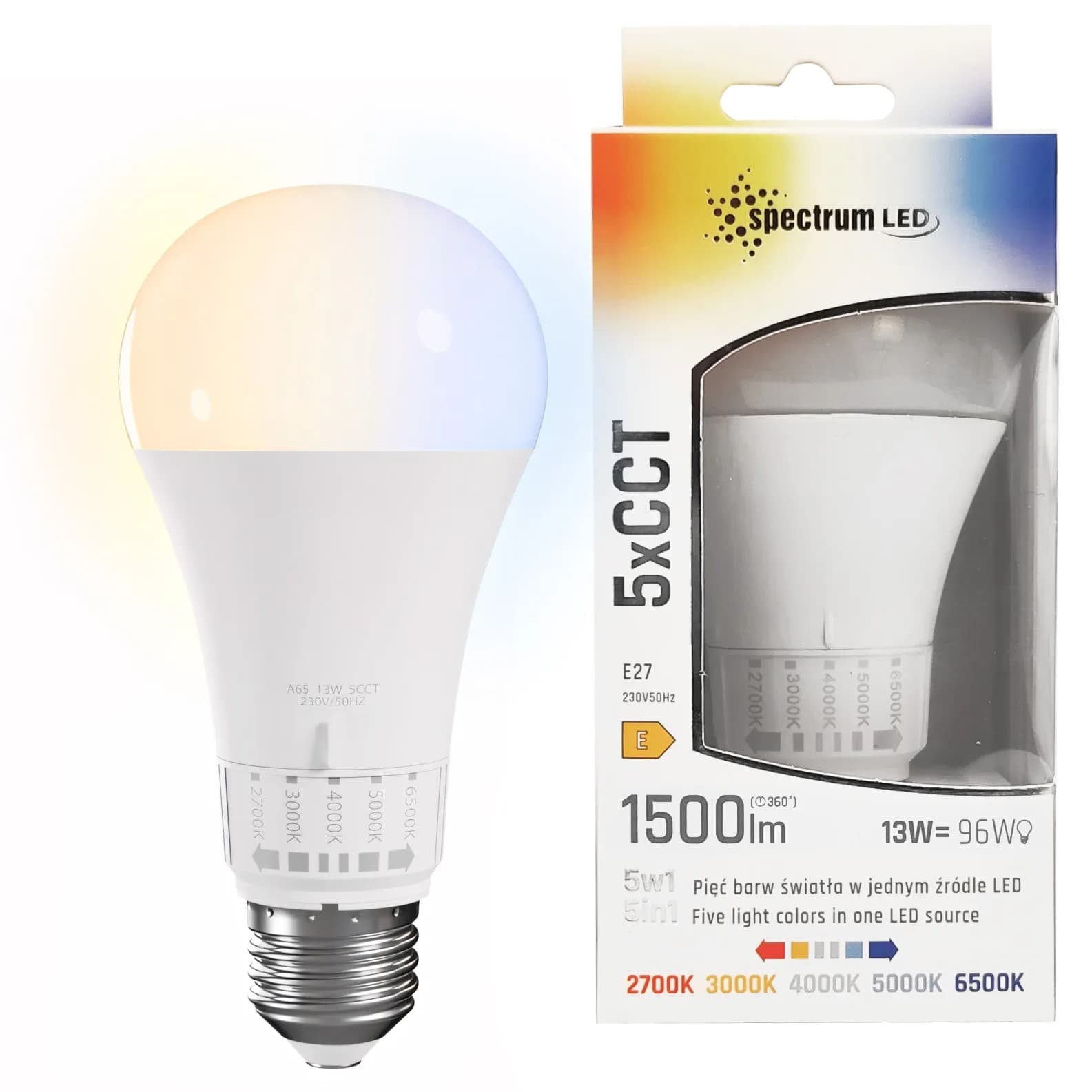 Lampadina Led 5 Tonalità Di Luce Gls E27 230v 13w 5cct