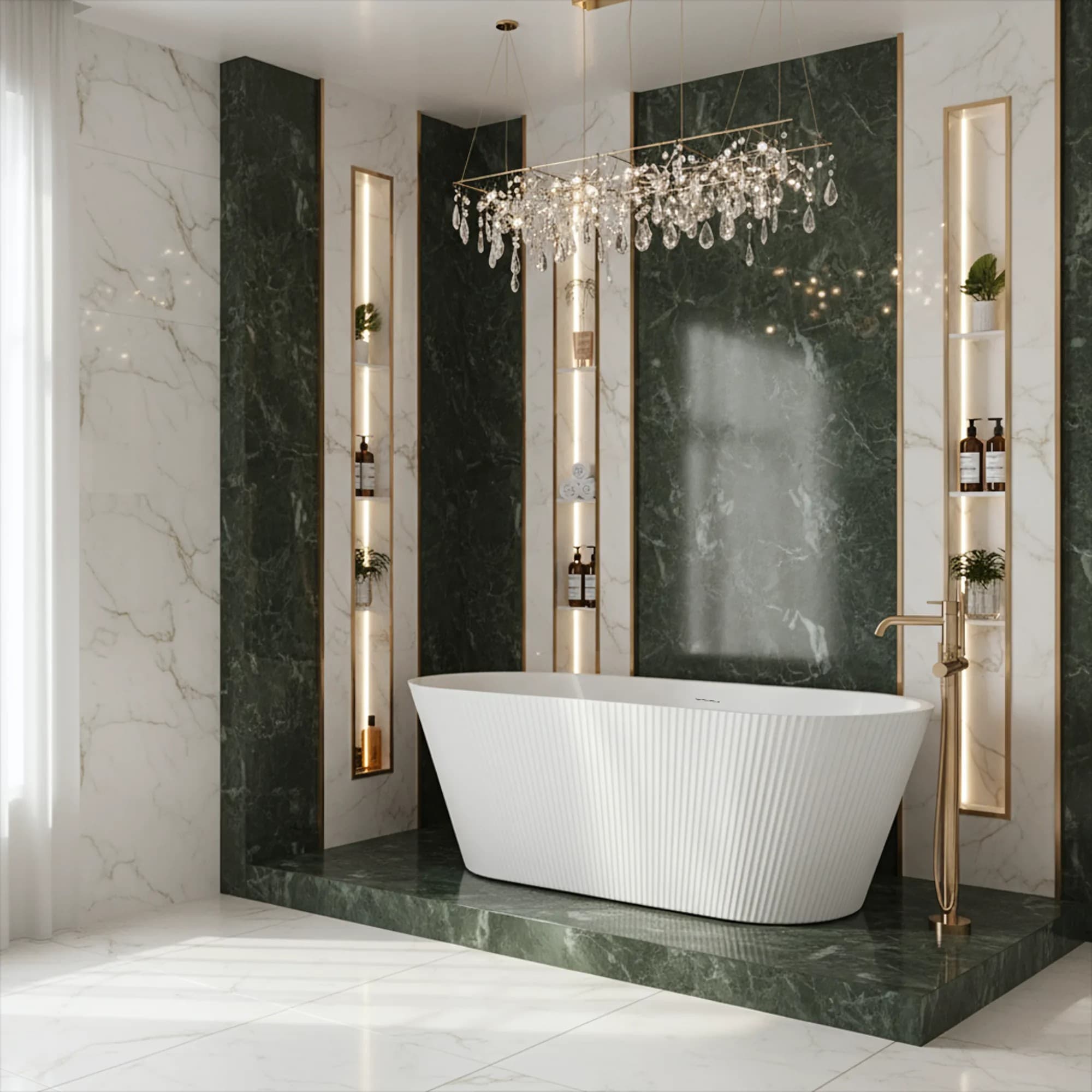 Vasca Da Bagno Freestanding In Acrilico Ofelia 170 Copritappo rame spazzolato