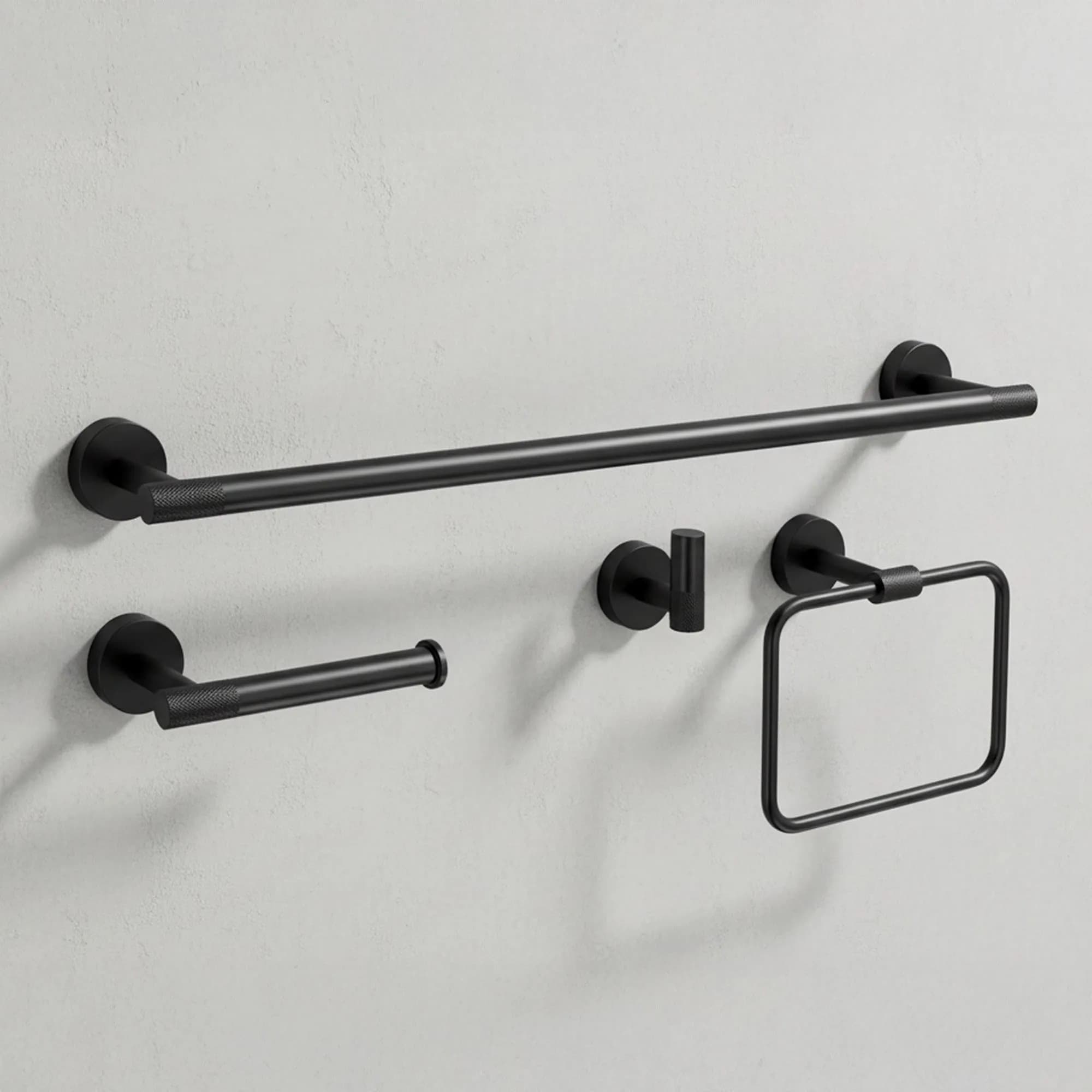 Set Accessori Da Bagno Grid Black 4 Pezzi