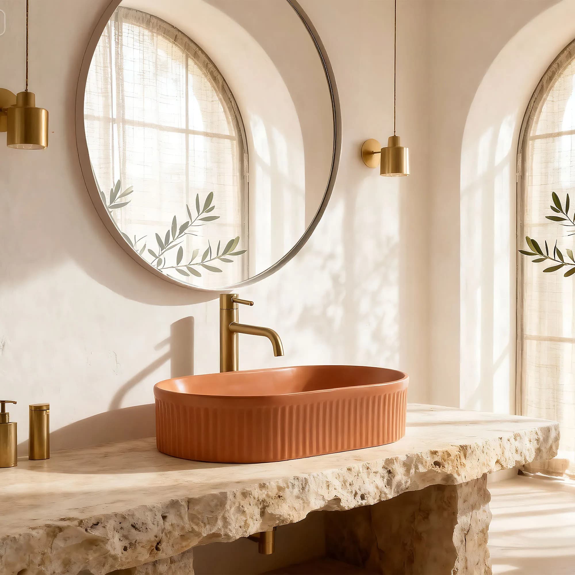 Lavabo Da Appoggio Rea Vanda Cinnamon Matt