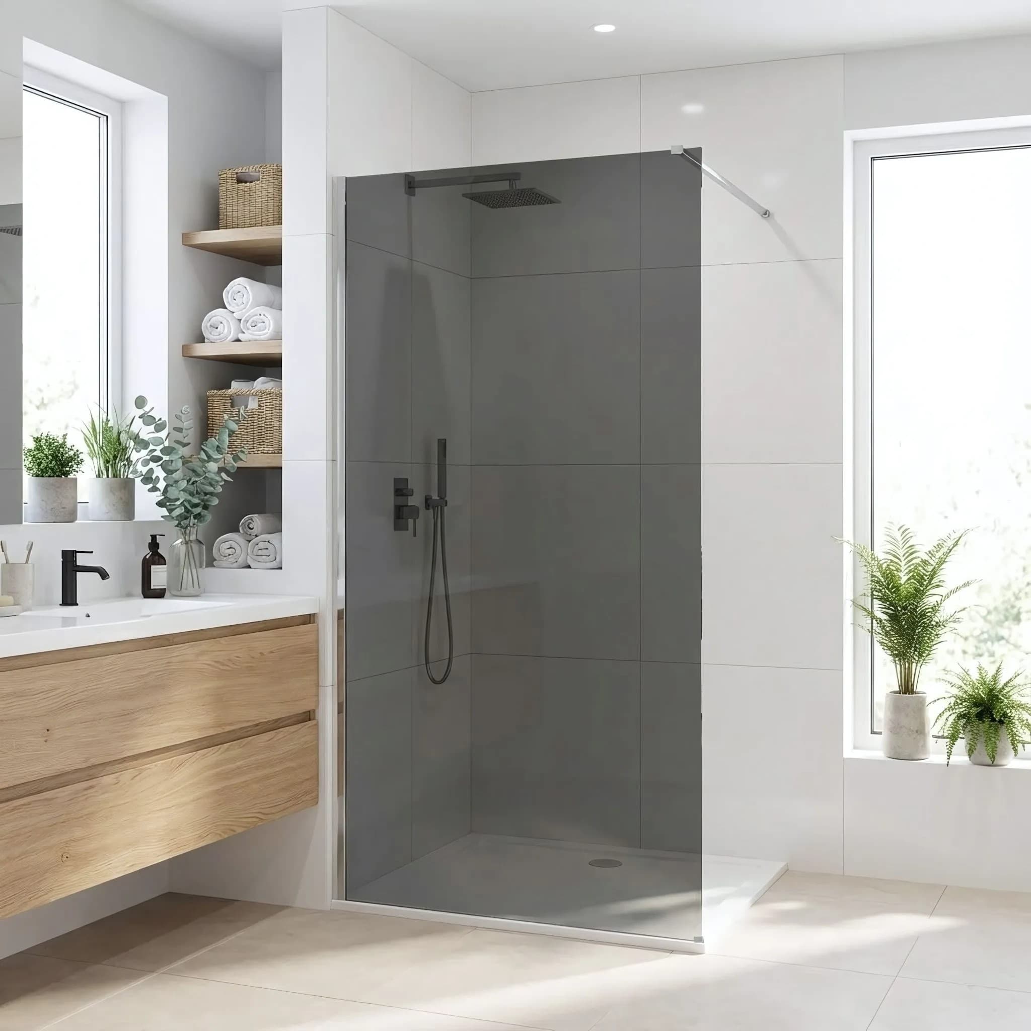 Parete Doccia Rea Flexi Grey / Chrome 100