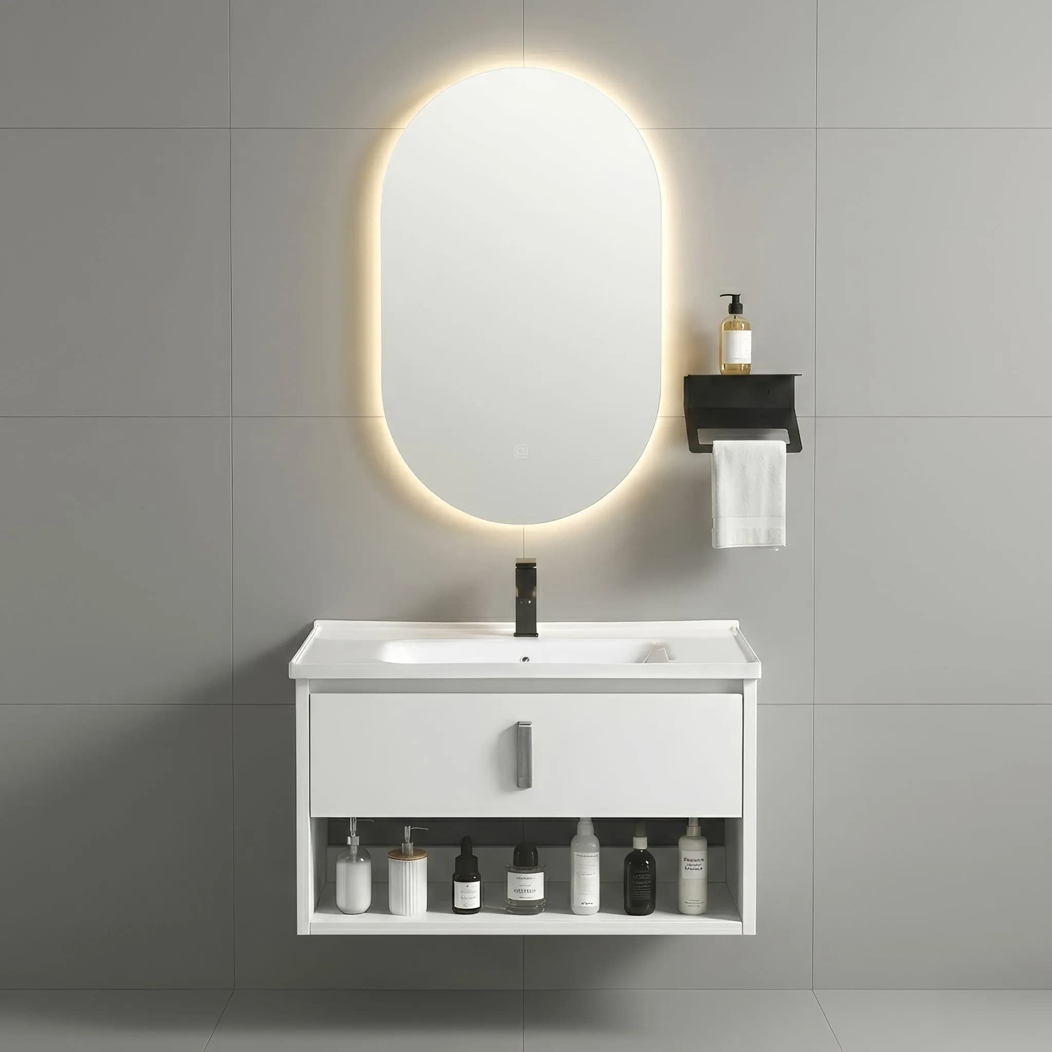 Set Di Mobili Da Bagno Con Lavabo River 60cm White