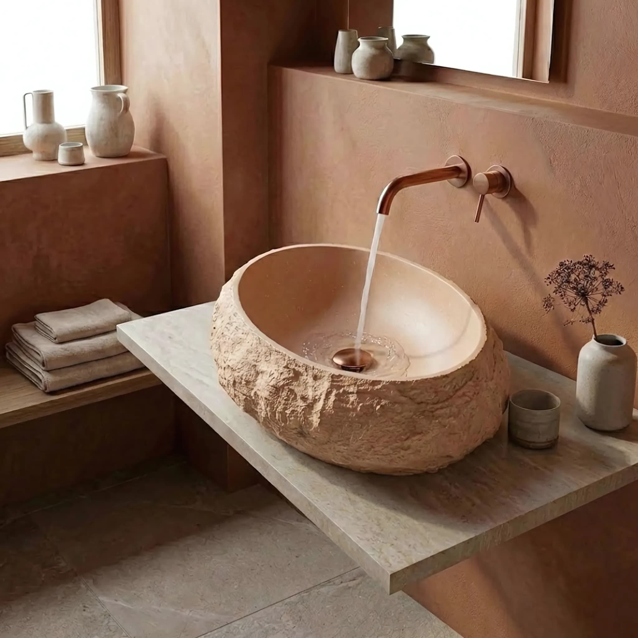 Lavabo Da Appoggio Rea Mika Light Terracotta