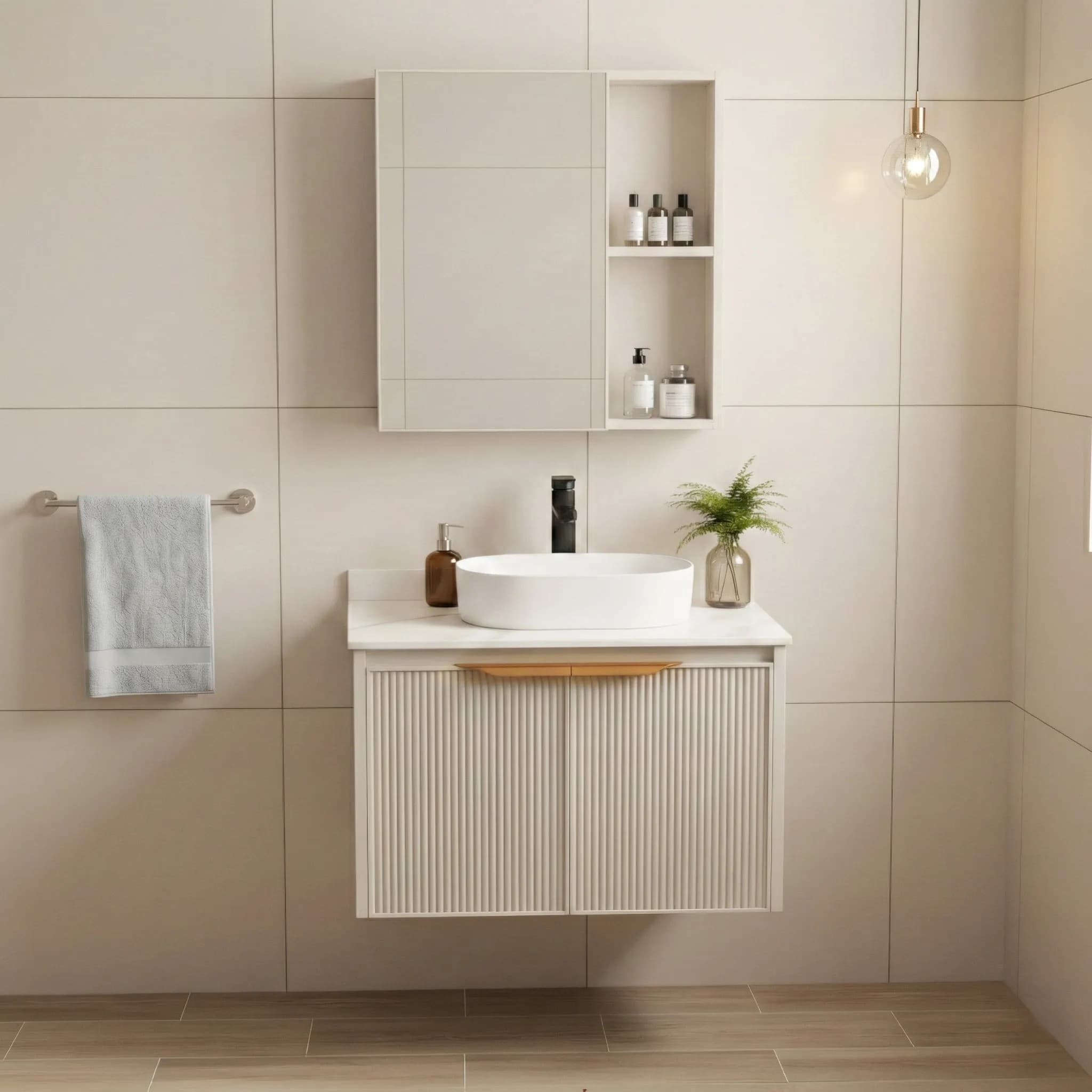 Set Di Mobili Da Bagno Con Top Marti 60cm Beige