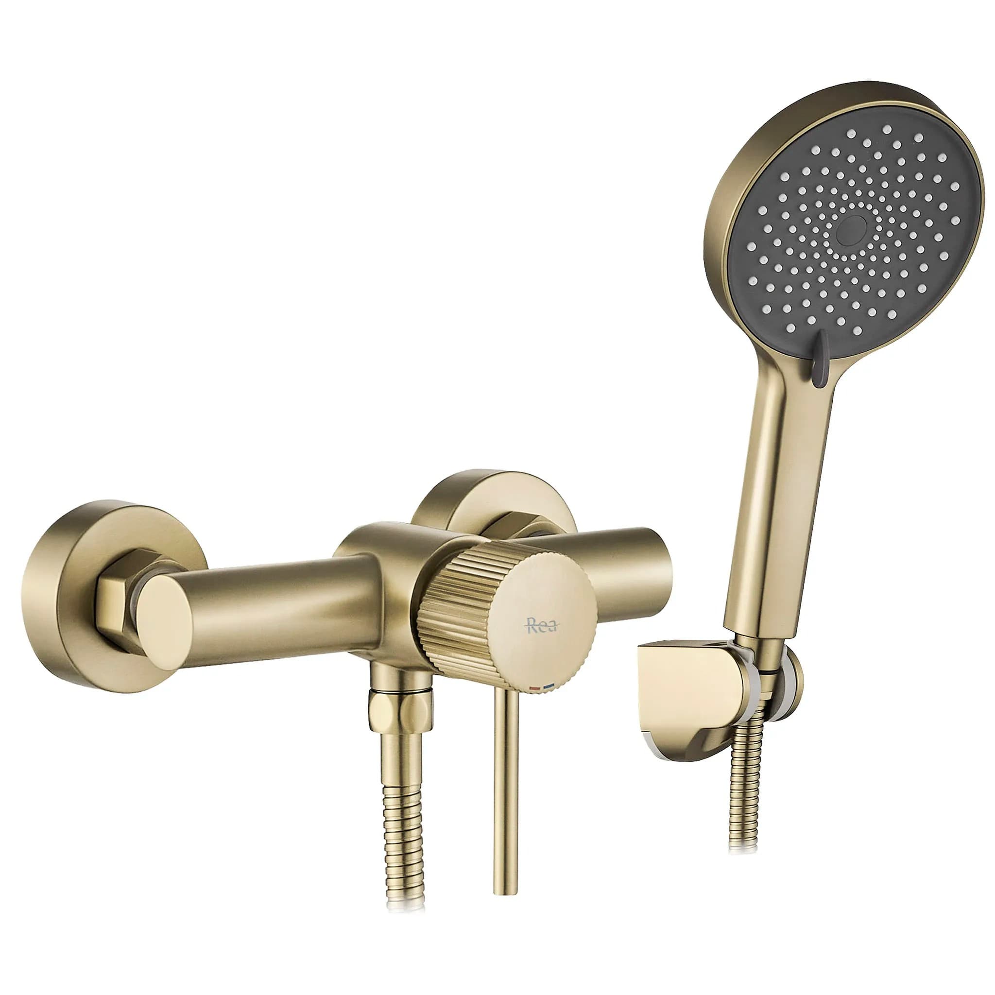Rubinetto Doccia Rea Lungo Stripe Brush Gold