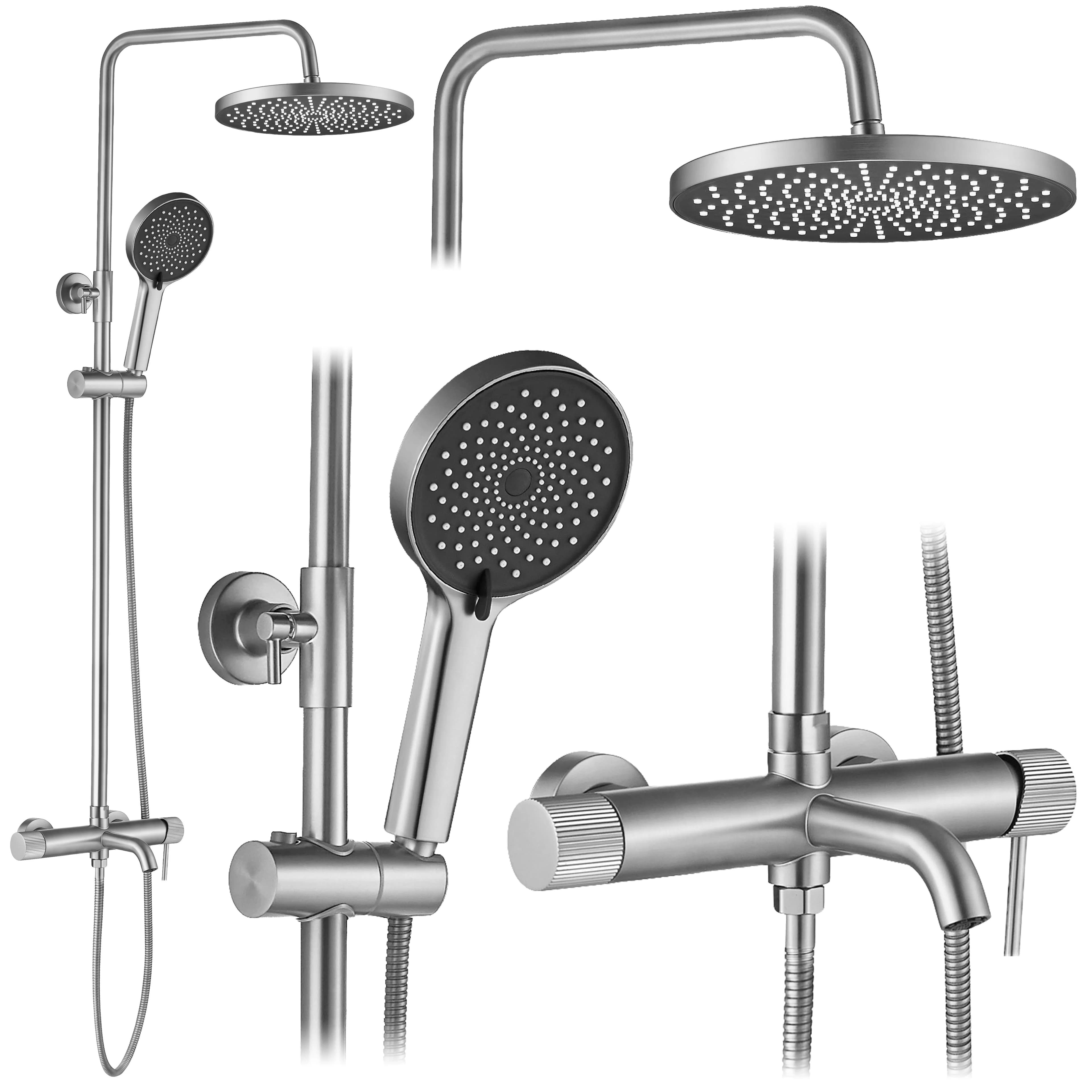 Set Doccia Rea Lungo Stripe Brush Nickel