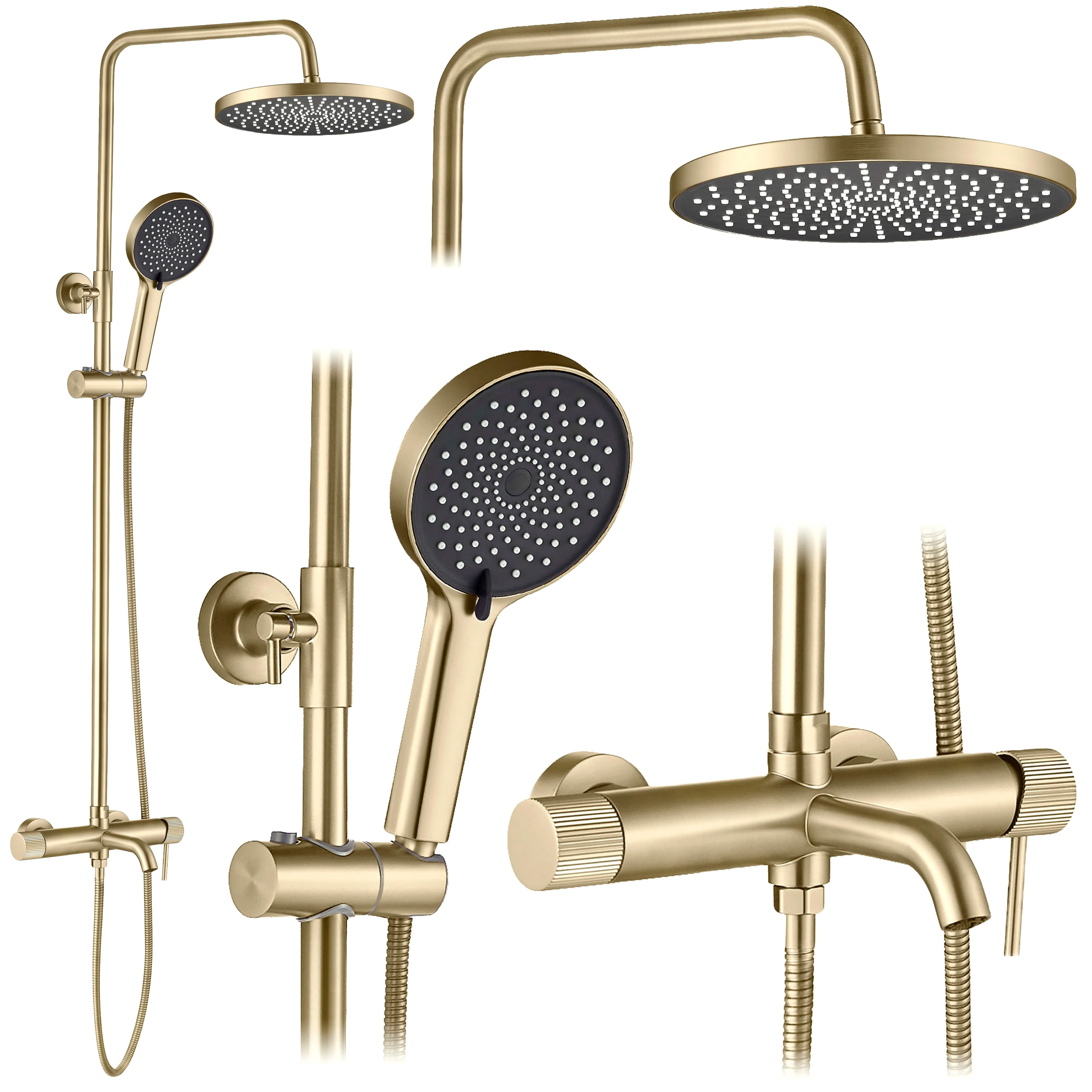 Set Doccia Rea Lungo Stripe Brush Gold