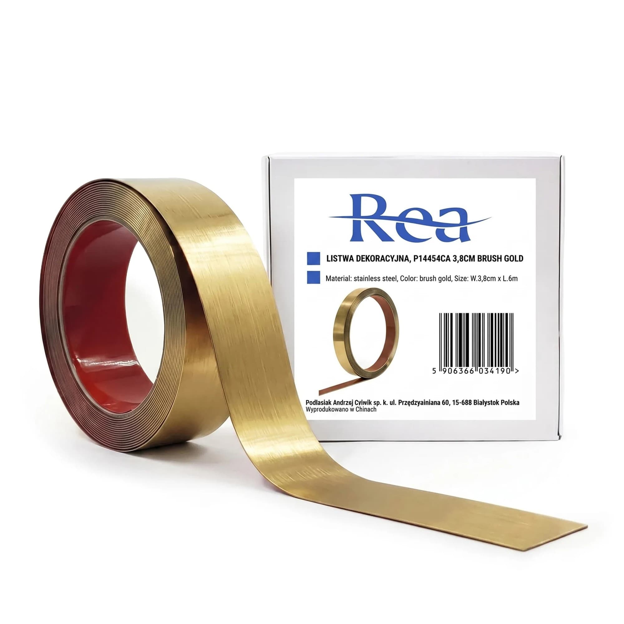 Listello Decorativo Autoadesivo Rea P14454ca 3,8cm Brush Gold