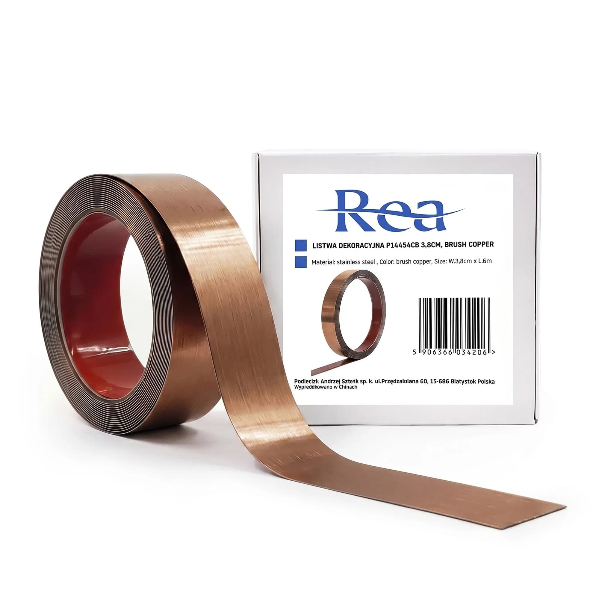 Listello Decorativo Autoadesivo Rea P14454cb 3,8cm Brush Copper