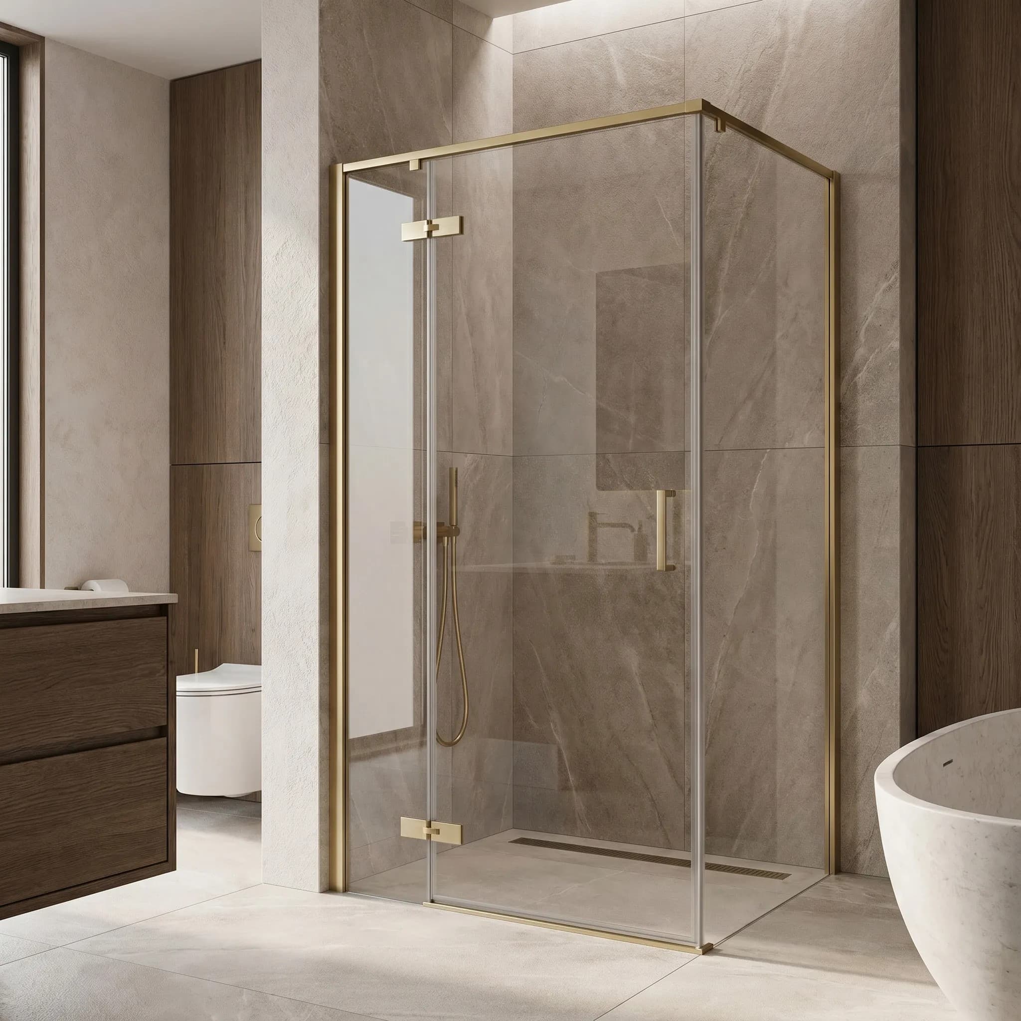 Cabina Doccia Rea Bruno 100x80 Brush Gold