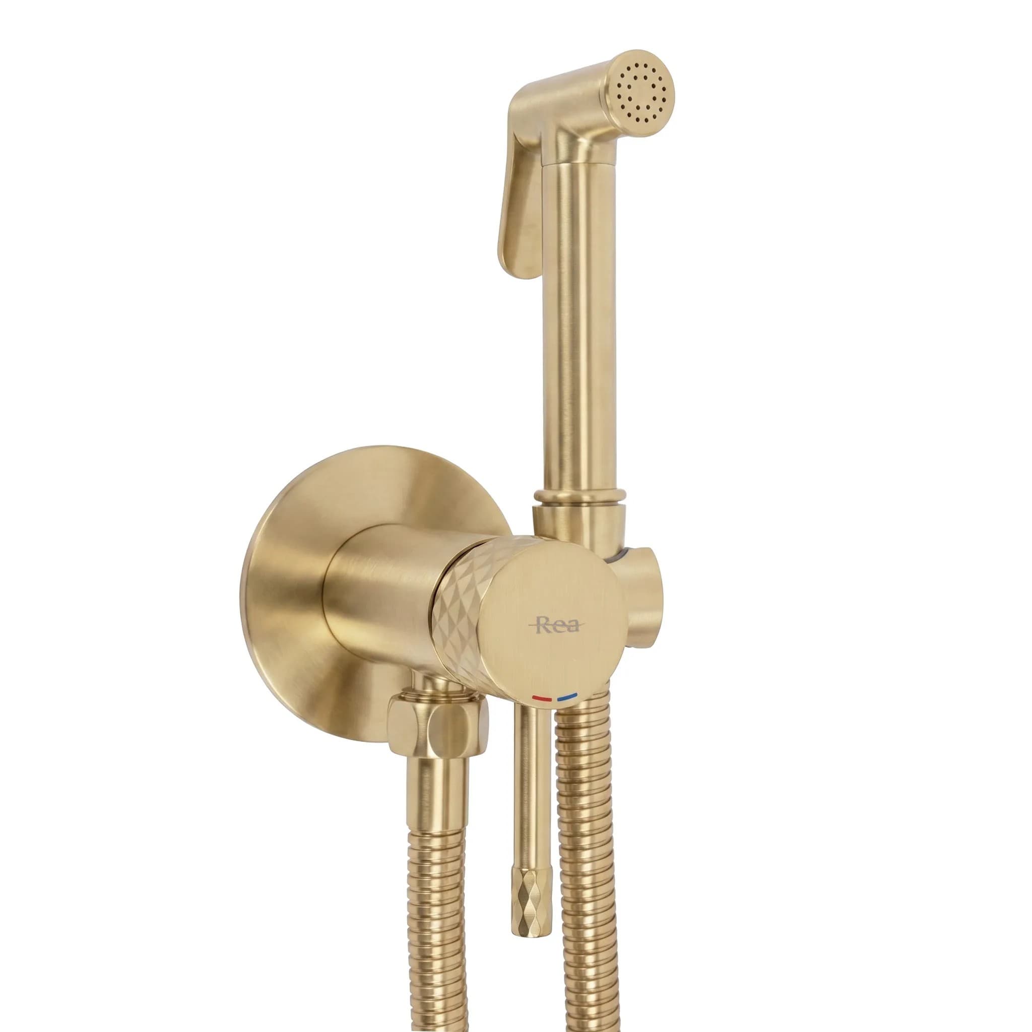 Rubinetto Bidet Rea Lungo Loop Diamond Brush Gold