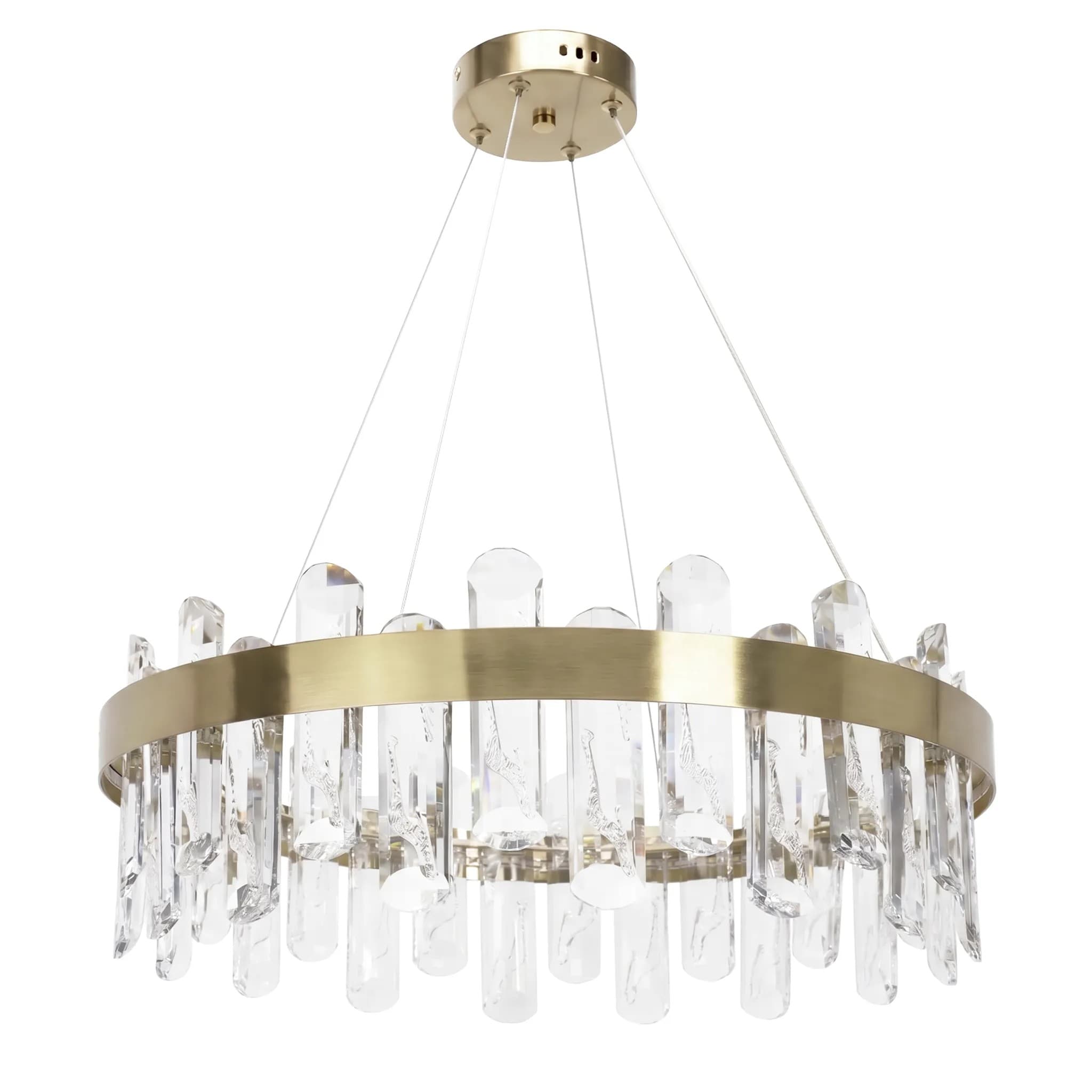 Lampada A Sospensione A Led In Cristallo Swe074-1cp 50cm Brushed Gold