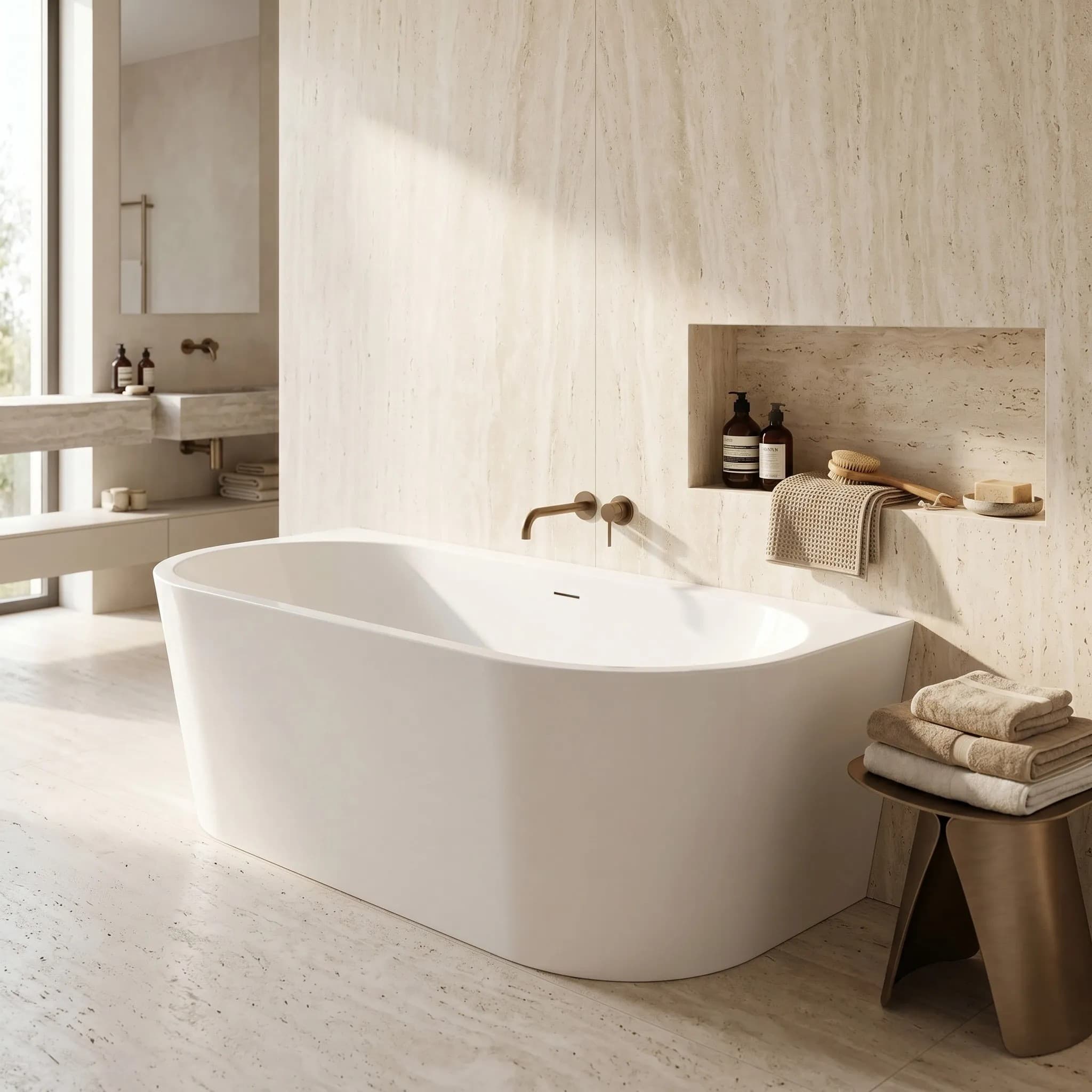 Vasca Bagno A Parete Rea Capri 180cm Copritappo nero