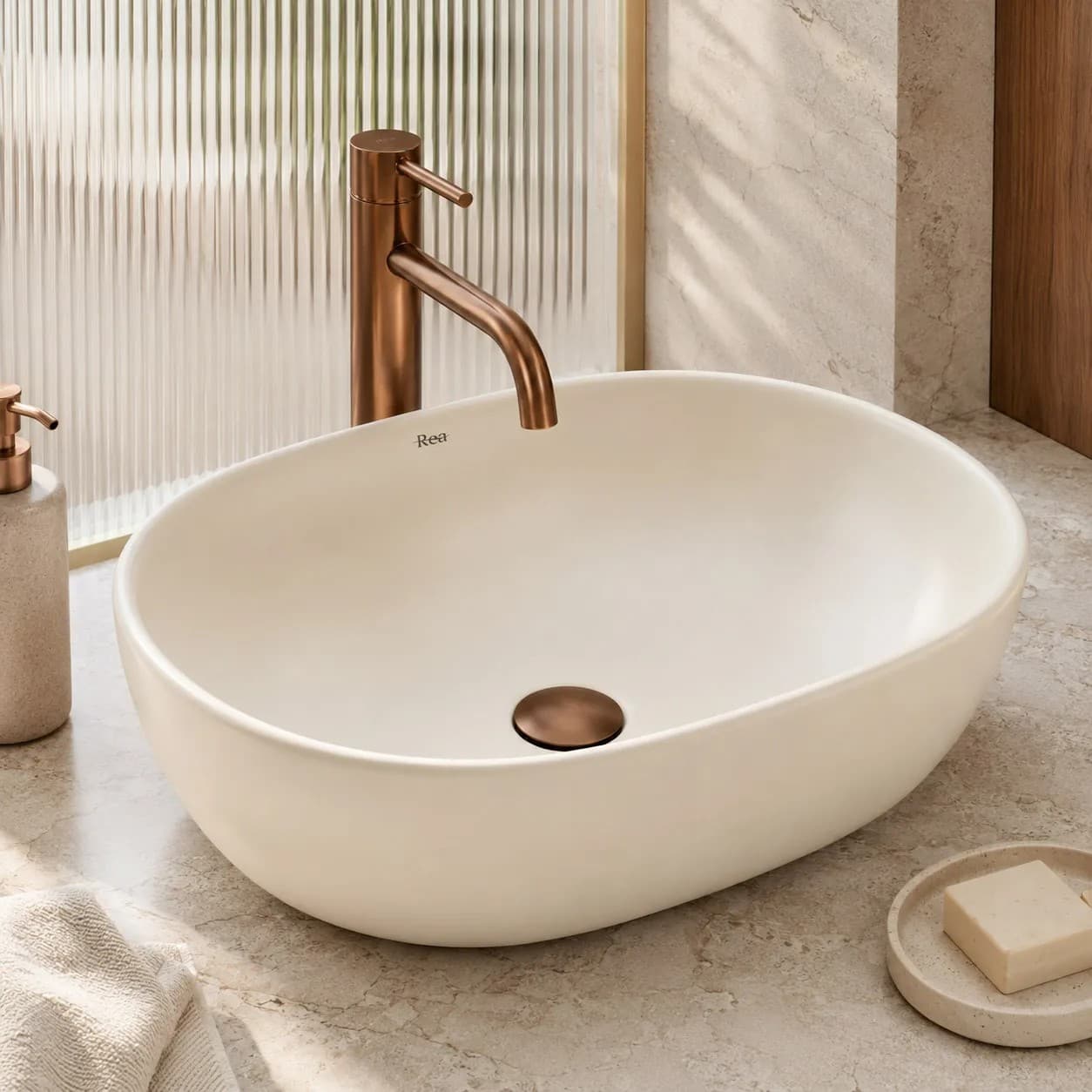 Lavabo Da Appoggio Rea Focus Creme