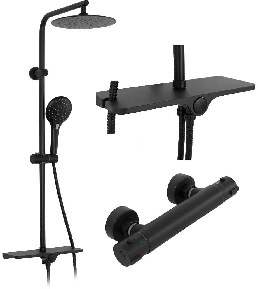 Set Doccia Con Termostato Rea Mike Black