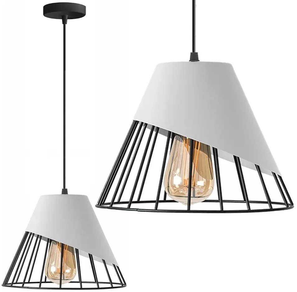 Lampa Da Soffitto Pensile Paralume Metallo Bianco APP228-1CP