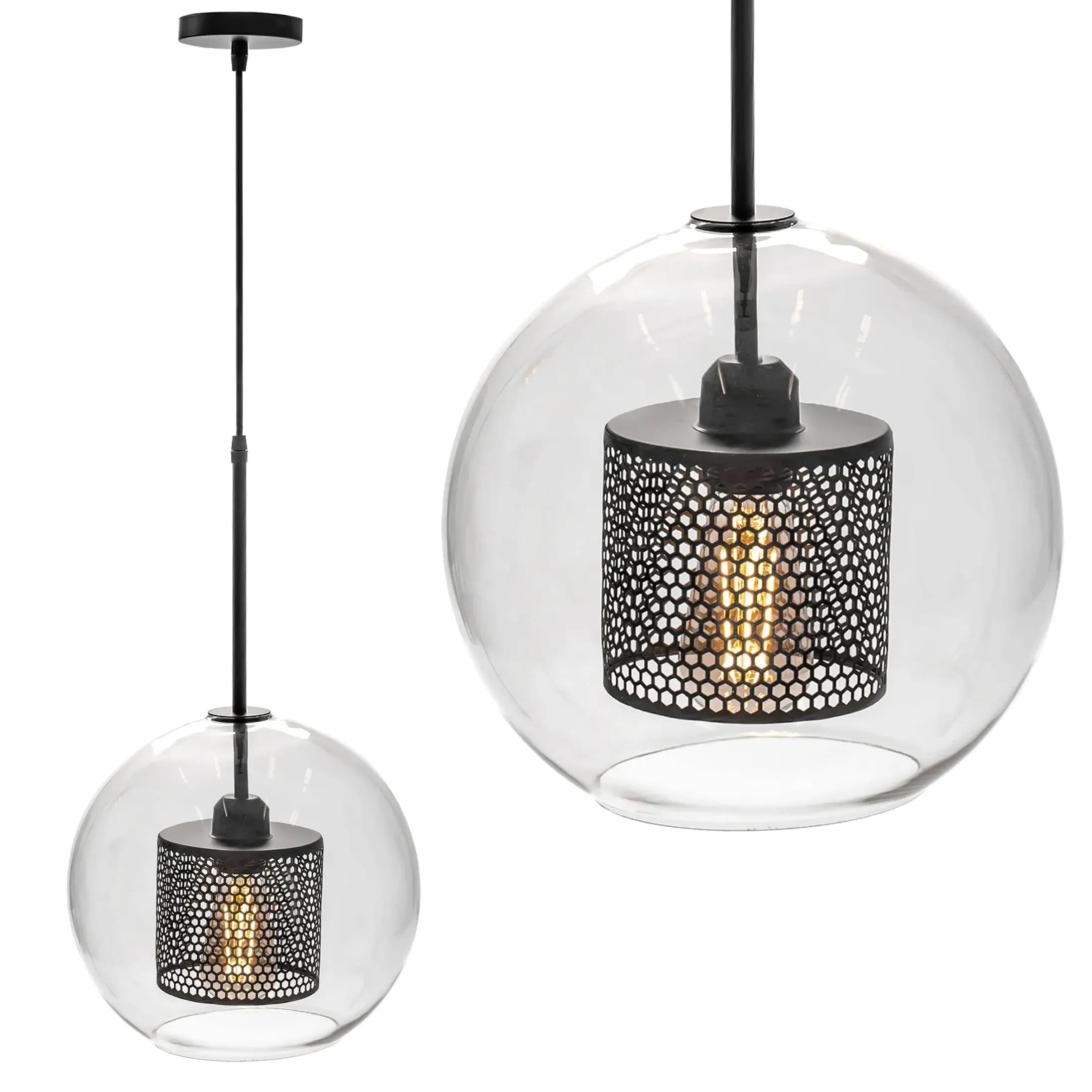 Lampada Pensile Di Vetro Nero Loft APP557-1CP 20cm