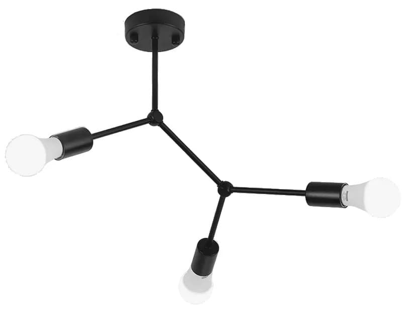 Lampada Da Soffitto Nera Metallo Loft APP736-3C Black