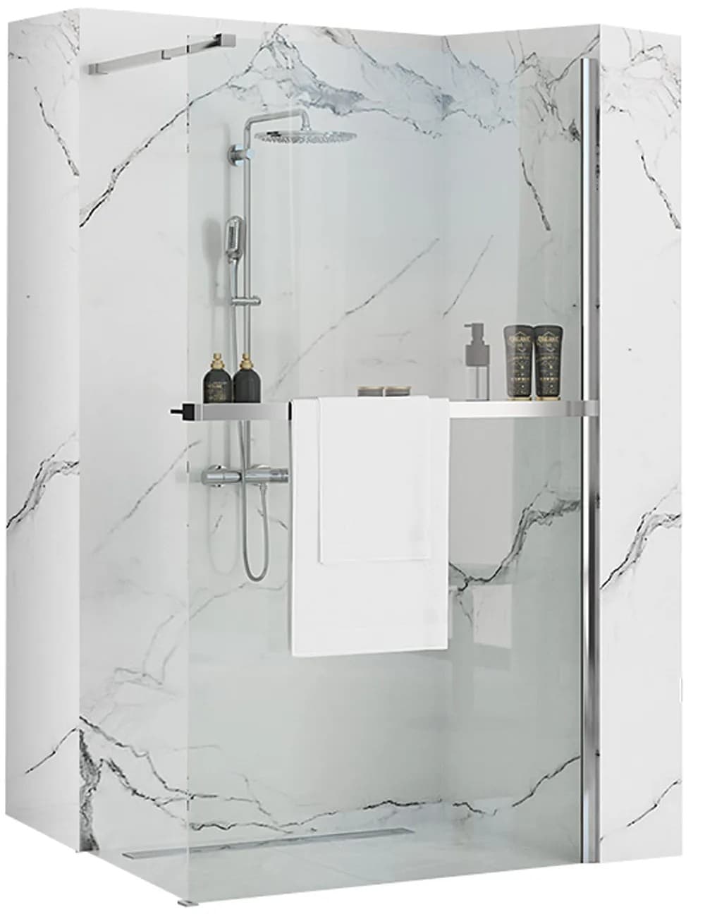 Parete Doccia Rea Aero N 80 Transparent Mensola Evo