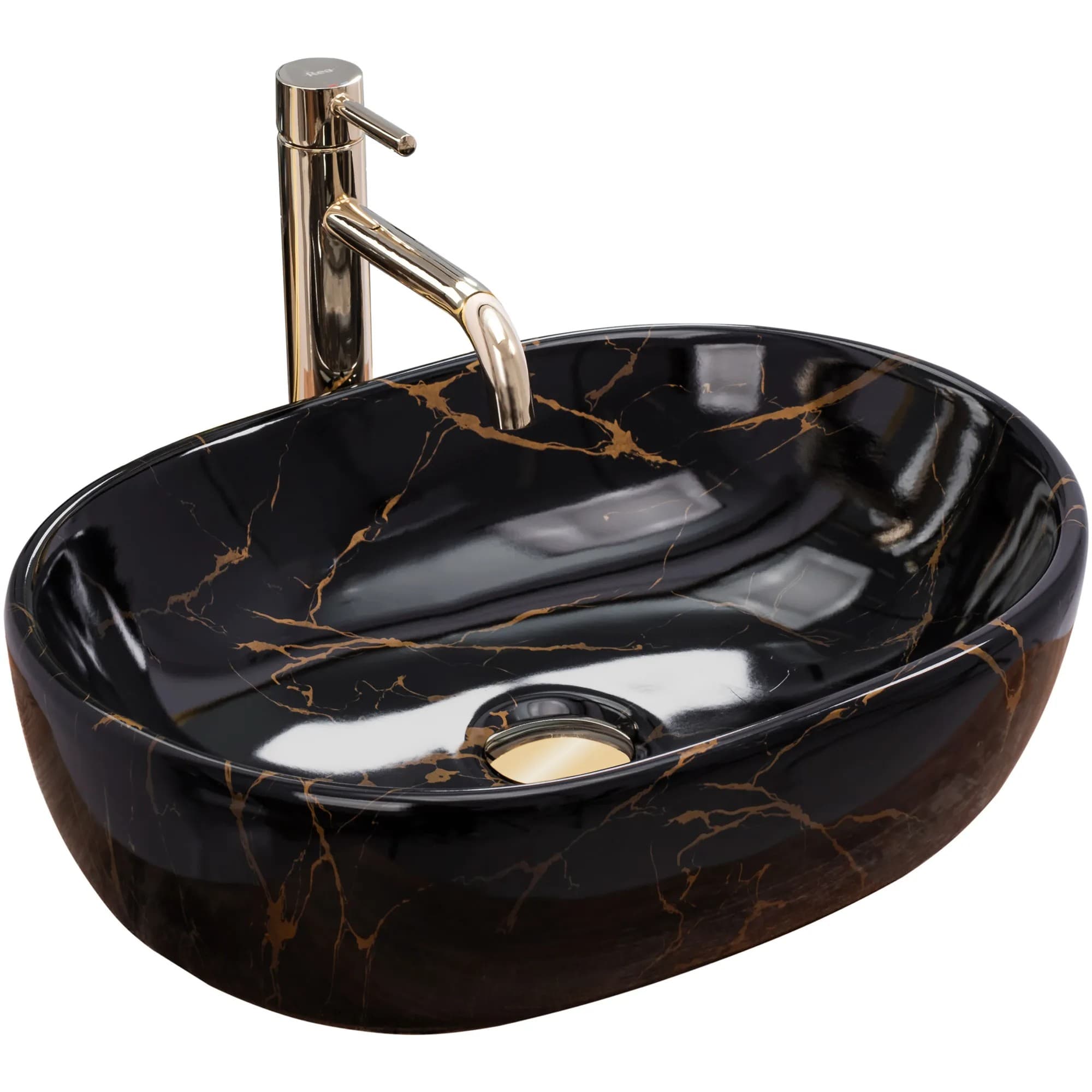 Lavabo Da Appoggio Rea Amelia Black Marble Shiny