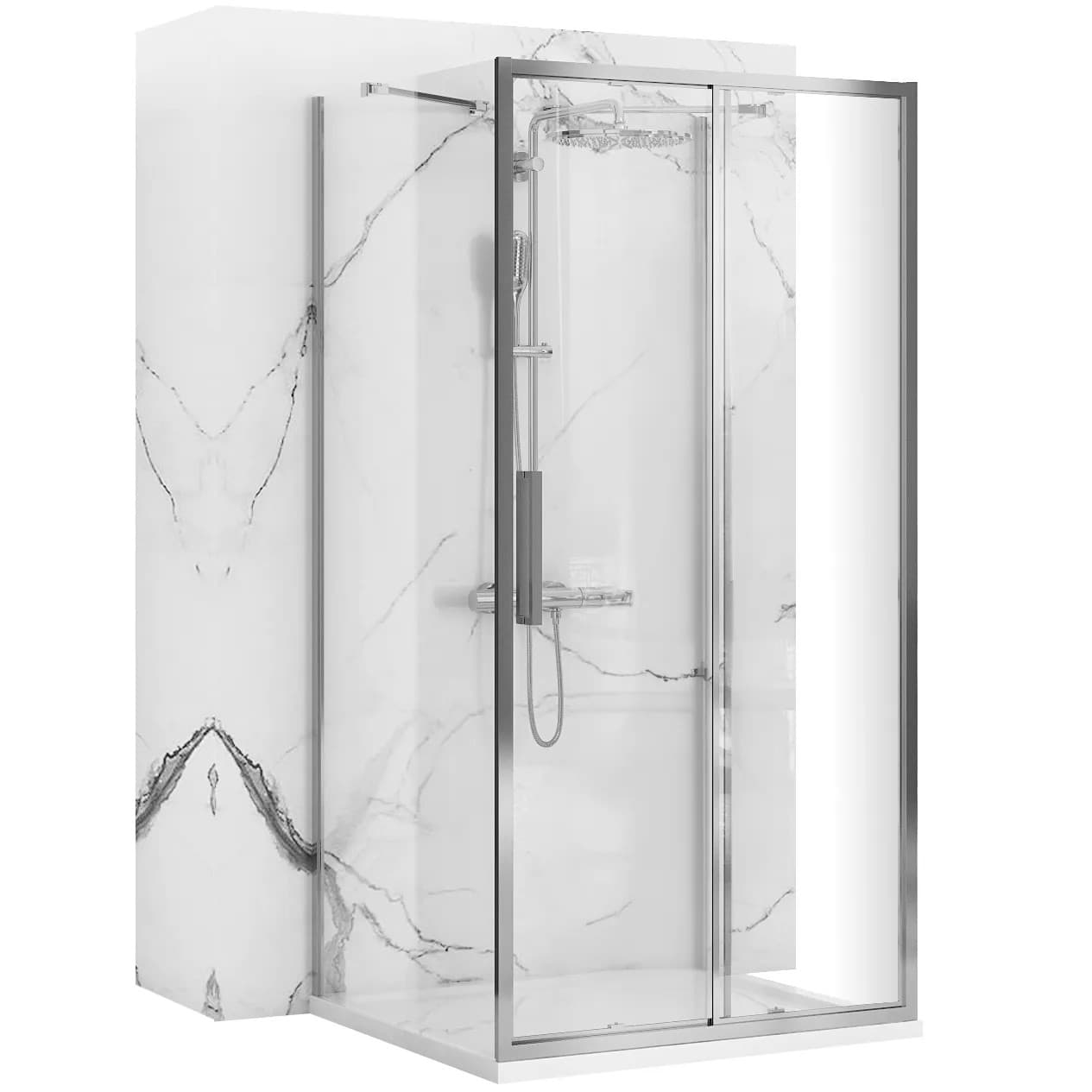 Cabina Doccia A Parete Rea Rapid Slide Chrome 160x80