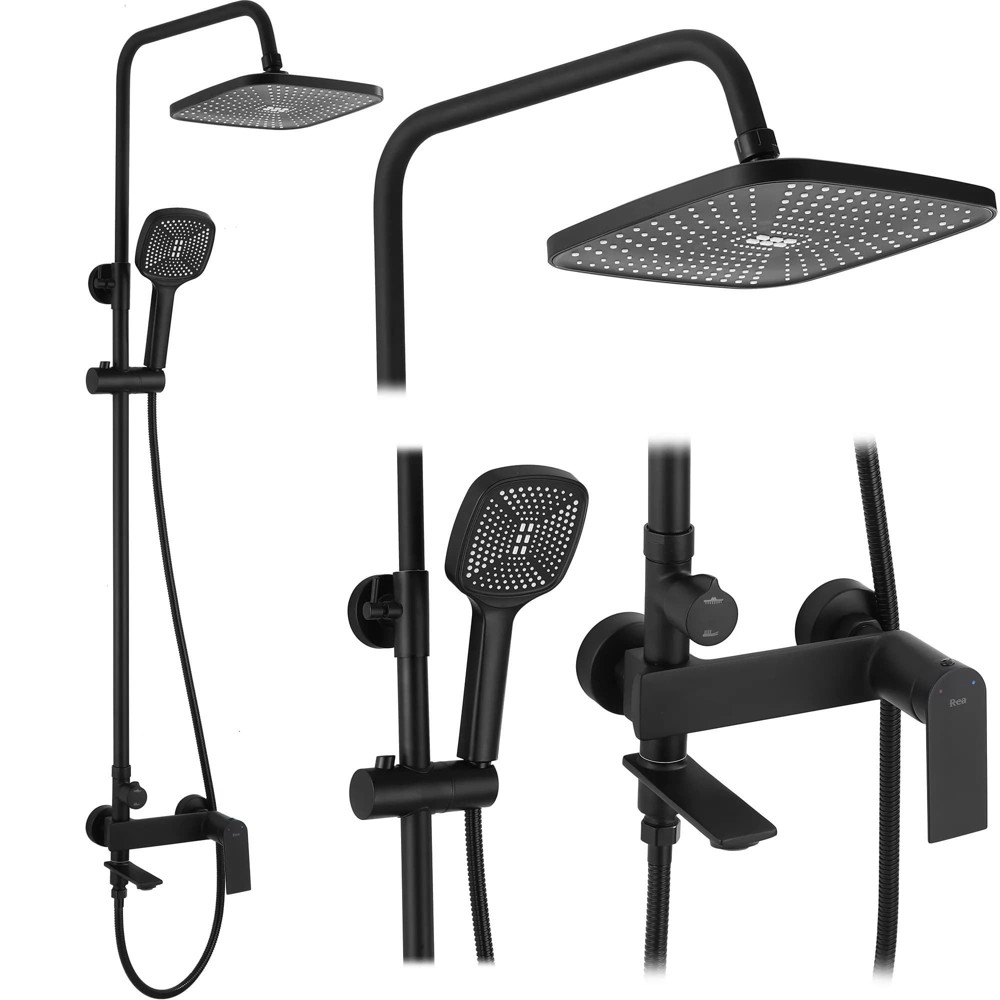 Set Doccia Rea Storm Black Matt