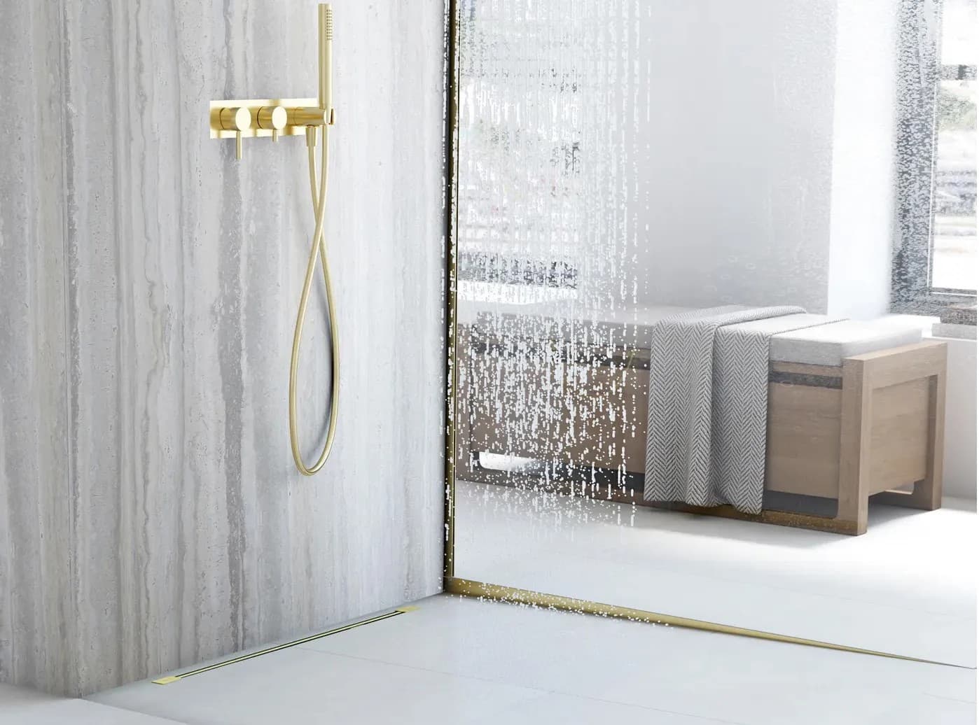 Profilo Doccia Pendenzato 100cm Gold destra