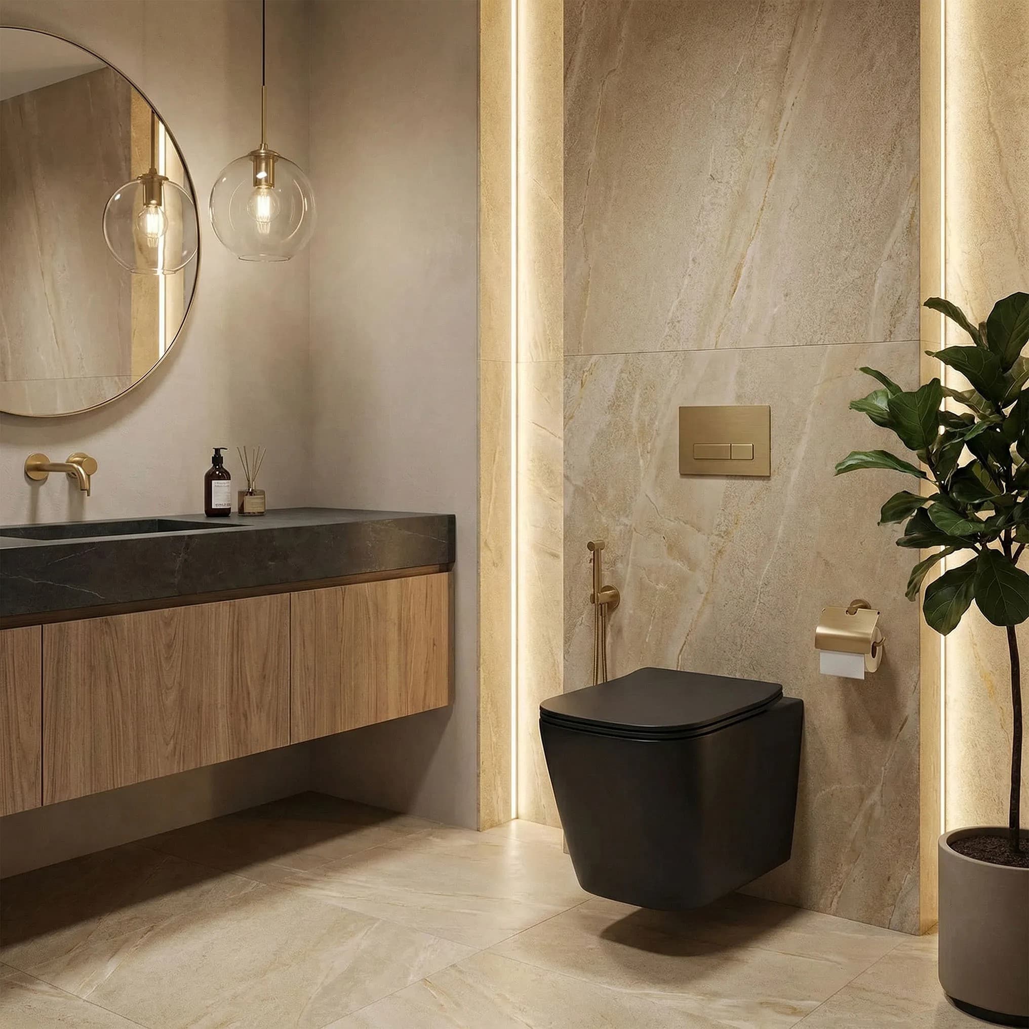Vaso Wc Sospeso Rea Julio Black Matt
