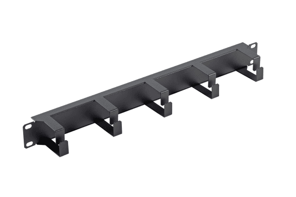 PANNELLO GUIDACAVI 19 1U NERO CON 5 ANELLI