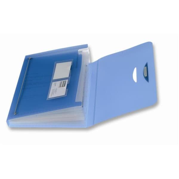 CARTELLA A SOFFIETTO 12 TASCHE A4 TRASPARENTE BLU