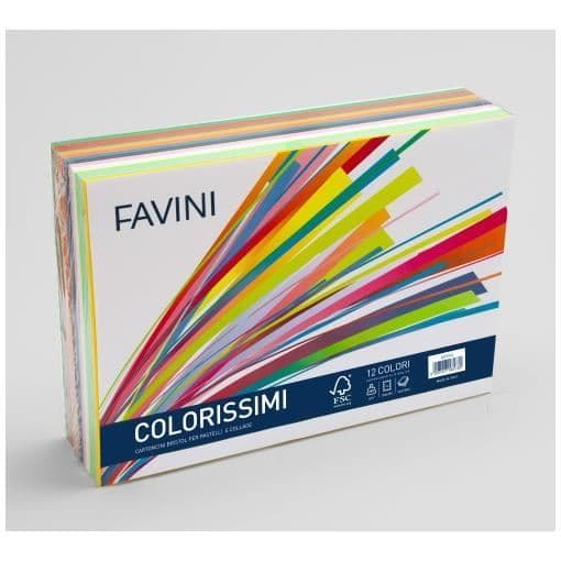 COLORISSIMI 25x35 – Bristol – 12 Colori - 220g/m2 - 240 Fogli