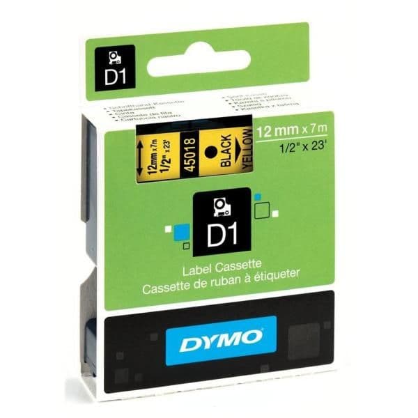 Nastri standard D1 12mmx7m nero/giallo
