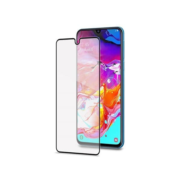 FULLGLASS - Vetro 9H con bordo colorato nero compatibile con Samsung Galaxy A70/ A70 Enterprise Edition