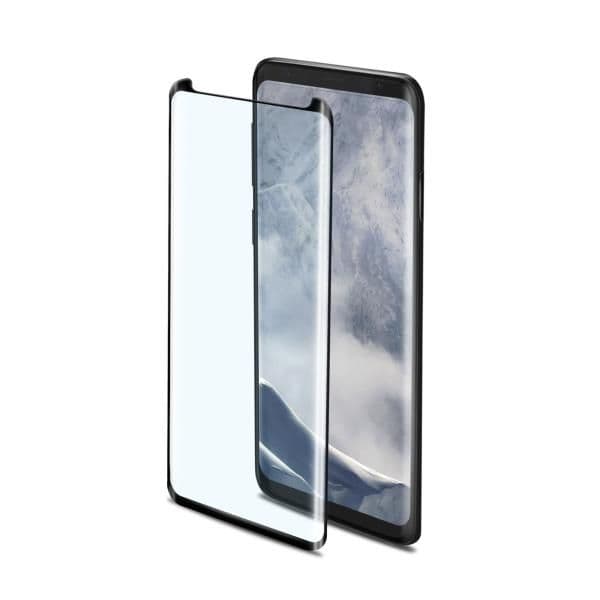 3DGLASS - Vetro 9H con bordo colorato nero per schermo curvo compatibile con Samsung Galaxy S9