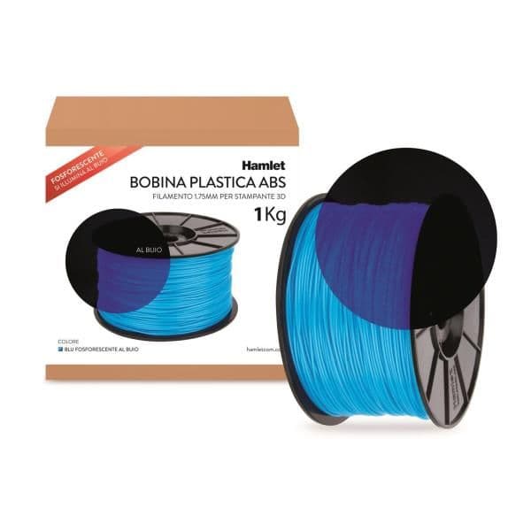 HP3DXROLB2BF Bobina 1Kg di filamento universale ABS 1.75mm Blu e Fosforescente al buio