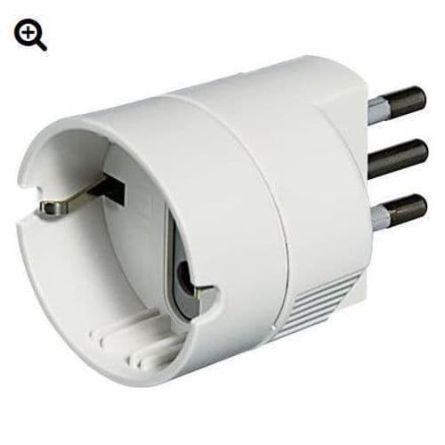 Adattatore Presa F. Tedesca e 10A, Presa Maschio 10A -Bianco-