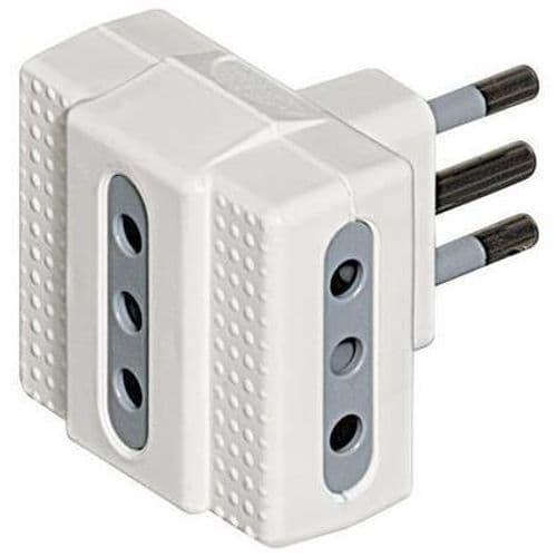 Adattatore 3 Prese F. 10A, Presa Maschio 10A -Bianco-