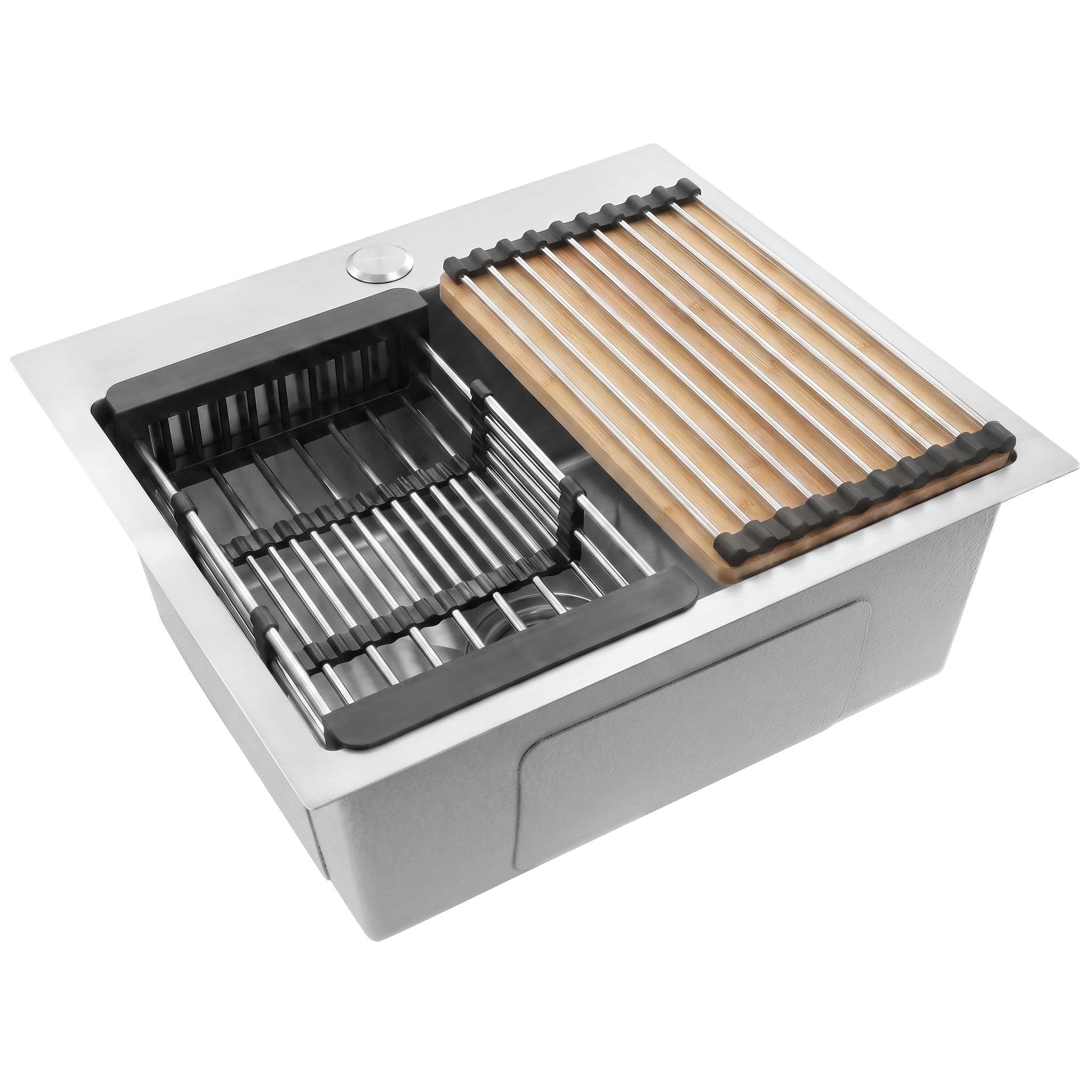 Lavello In Acciaio Con Set Di Accessori 3 Pz. Rea Leo 50 Brush Nickel Accessori neri
