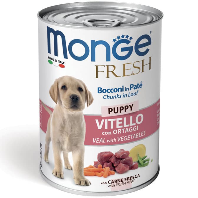 Monge Fresh Bocconi in Patè Vitello con Ortaggi - Puppy 400 gr.