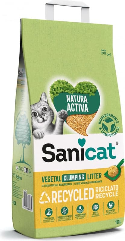 Sanicat Lettiera agglomerante vegetale riciclata al mais 10 Litri