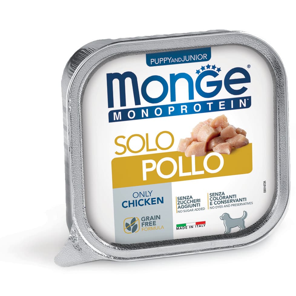 Monge Monoprotein Paté solo Pollo – Puppy and Junior 150gr