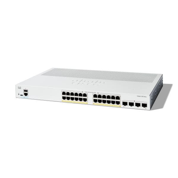 Cisco Catalyst 1300-24P-4G - Switch - L3 - gestito - 24 x 10/100/1000 (PoE+) + 4 x 1 Gigabit SFP - montabile su rack - PoE+ (195 W)