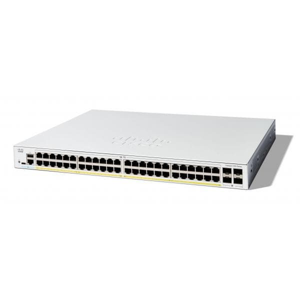 Cisco Catalyst 1200-48P-4G - Switch - L3 - intelligente - 48 x 10/100/1000 (PoE+) + 4 x Gigabit SFP - montabile su rack - PoE+ (375 W)
