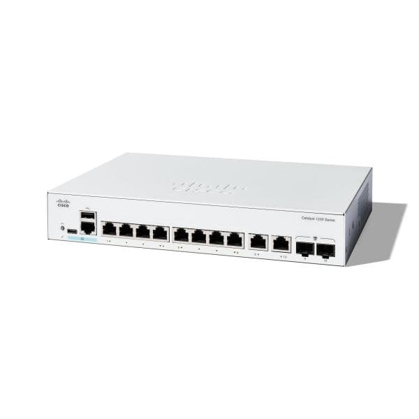 Cisco Catalyst 1200-8T-E-2G - Switch - Ethernet Gigabit - L3 - intelligente - 8 x 10/100/1000 + 2 x combo Gigabit SFP/RJ-45 - desktop, montabile su rack