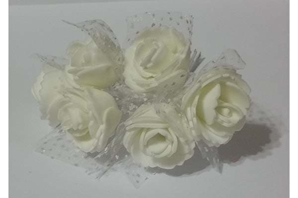 Rosa in spugna con inserti pois cm 2 pz 12 colore avorio